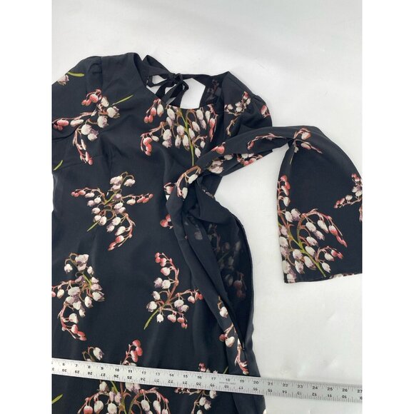 NWT MM Couture By Miss Me Chiffon Floral Bell Sleeve Dress Tie Back Sz M Boho - Picture 12 of 13